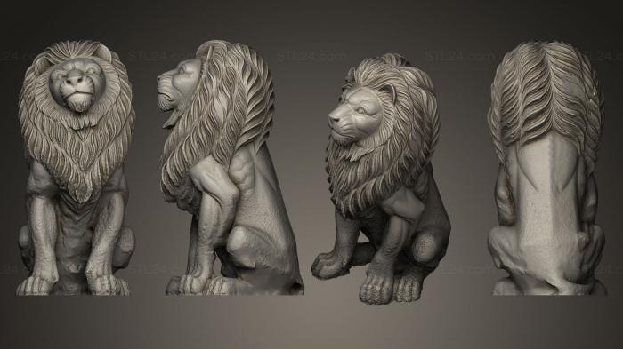Статуэтки львы тигры сфинксы (Деревянный лев, STKL_0105) 3D модель для ЧПУ станка